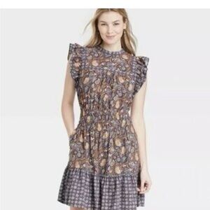 Universal Thread Paisley Flutter Sleeve Sundress Dress